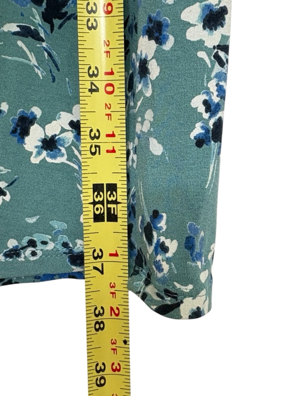 J. Jill Wearever Collection Turquoise Floral Border V-Neck Dress M Stretch - Picture 6 of 9